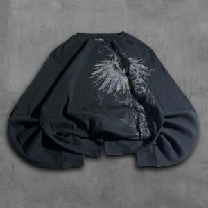 Y2K Relaxed Black Machine Grunge 2000s Streetwear Longsleeve Tee